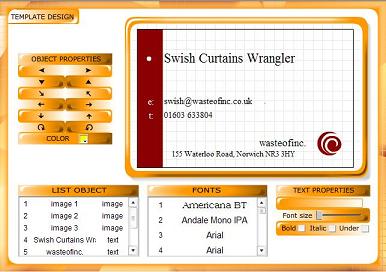 Business card design application