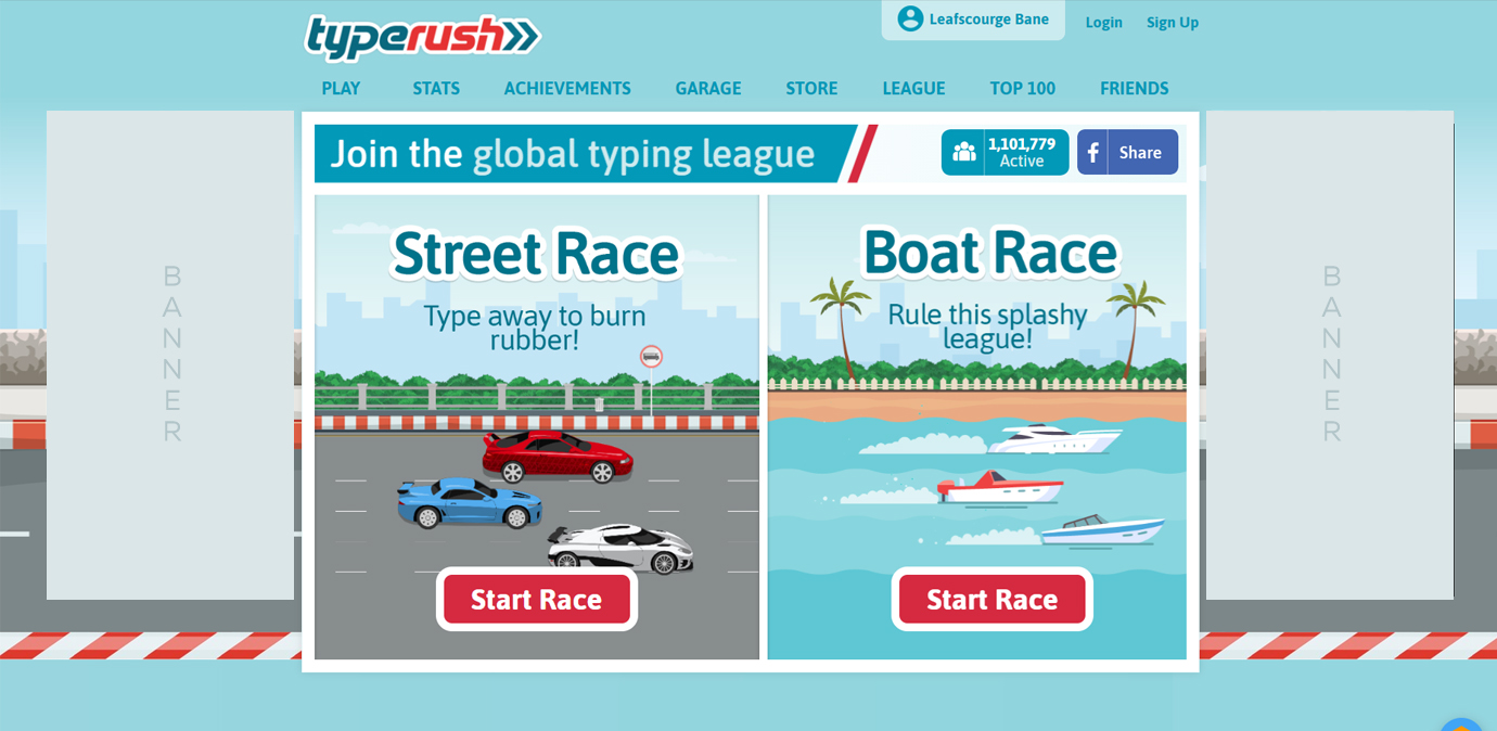 Type Rush Race - Worldwide League of Typing Racers!